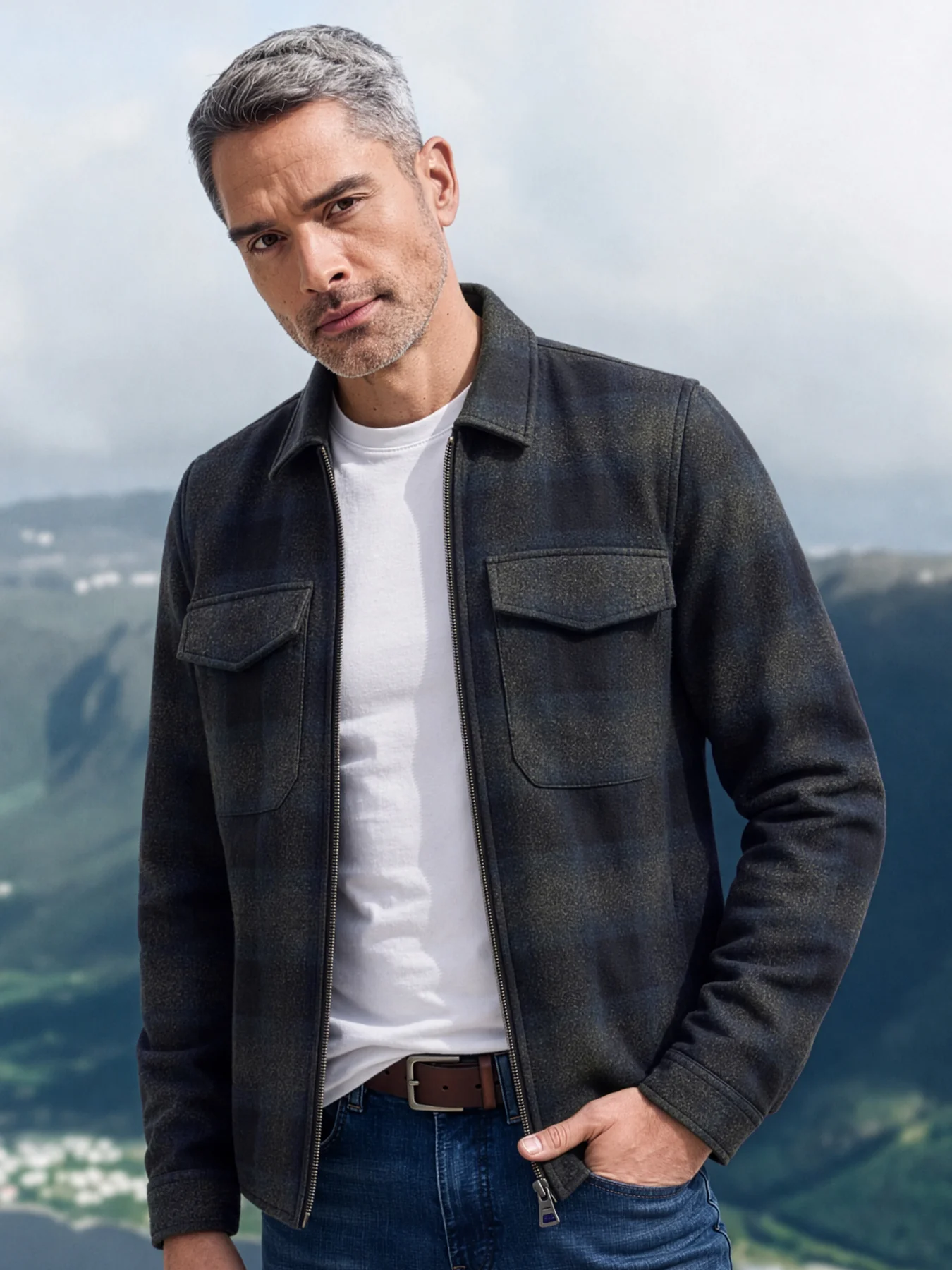Lerros Ruit Overhemd met Rits - Classic Navy