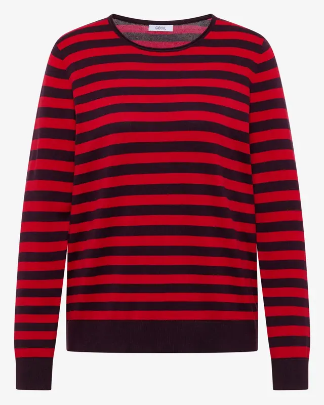 Cecil Trui met Strepen - Eggplant Red