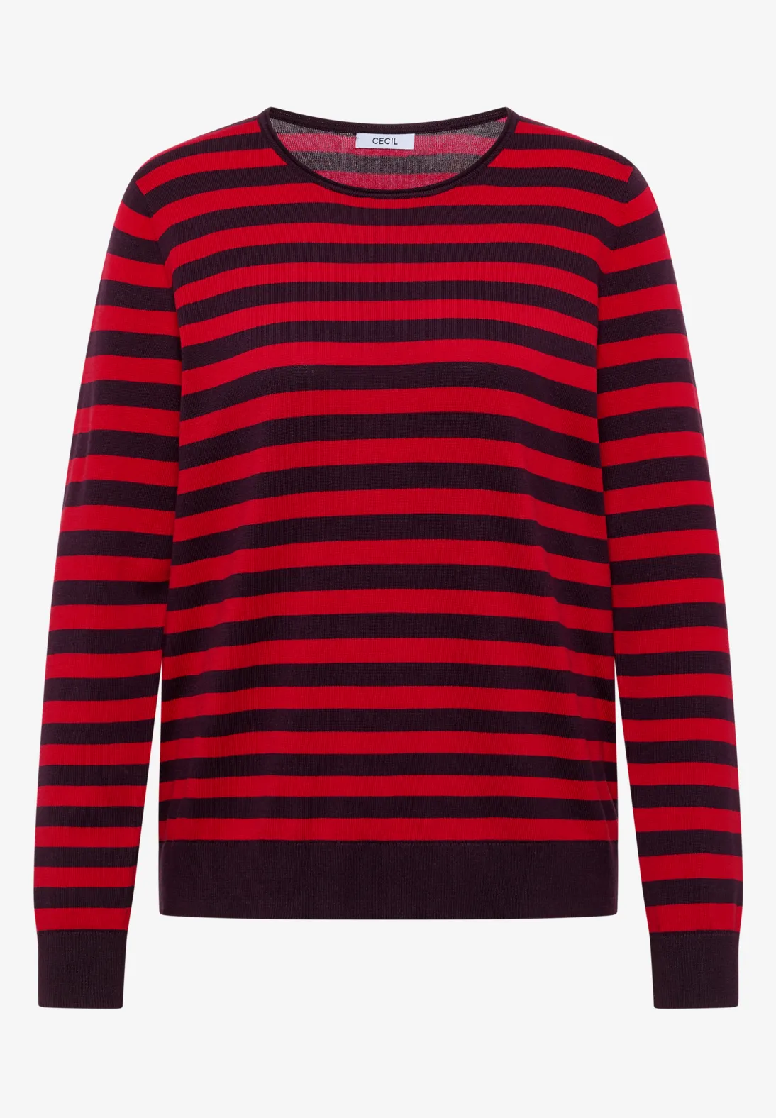 Cecil Trui met Strepen - Eggplant Red