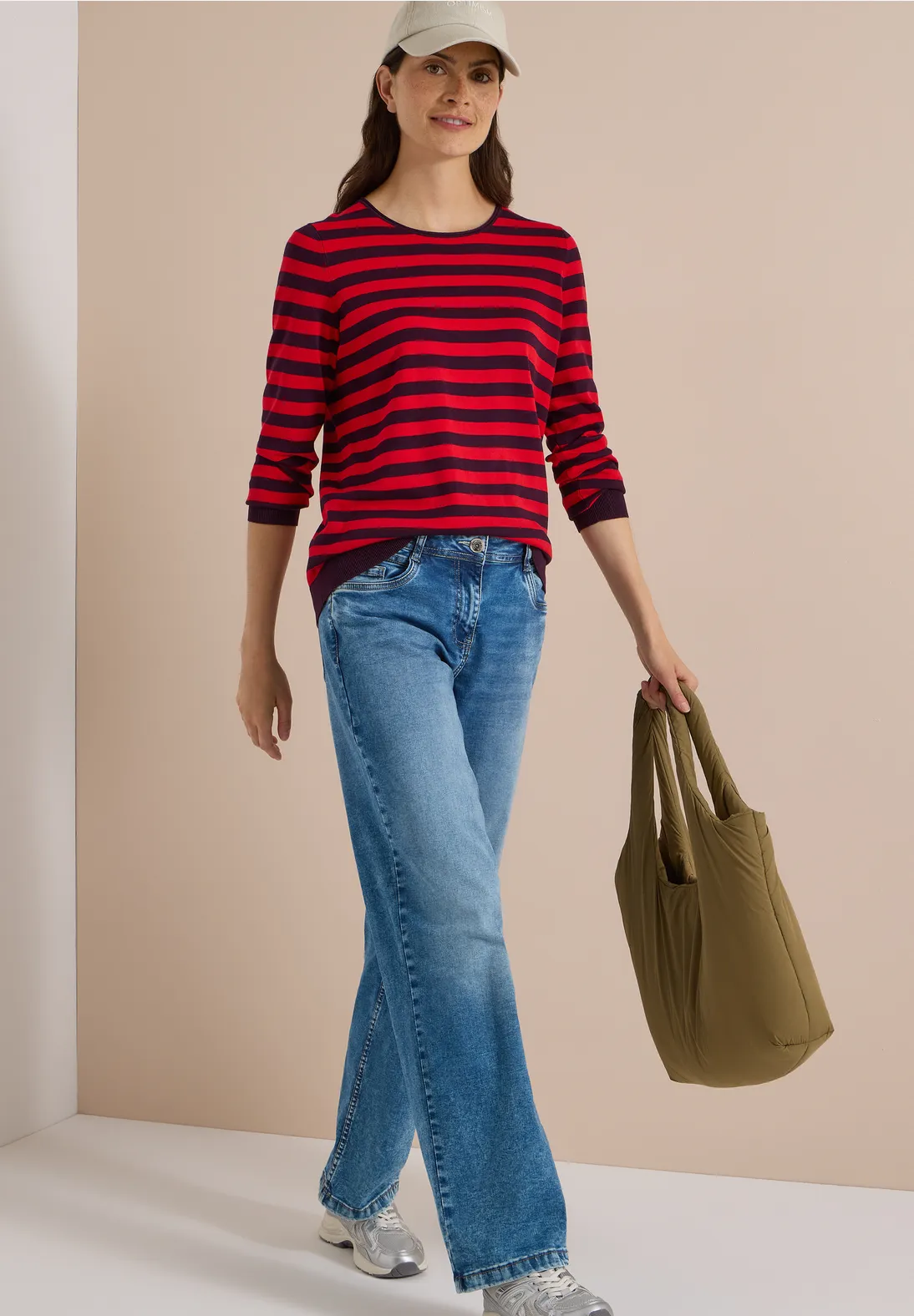 Cecil Trui met Strepen - Eggplant Red