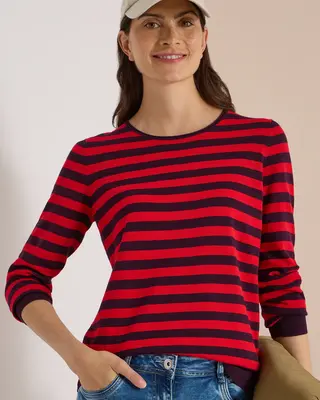 Cecil Striped Jumper - Eggplant Red