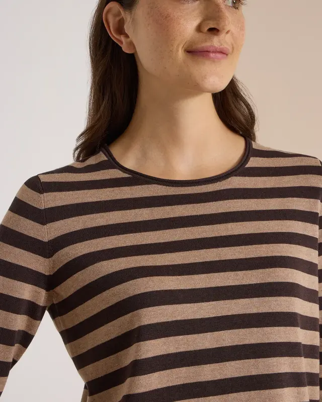 Cecil Striped Jumper - Truffle Brown