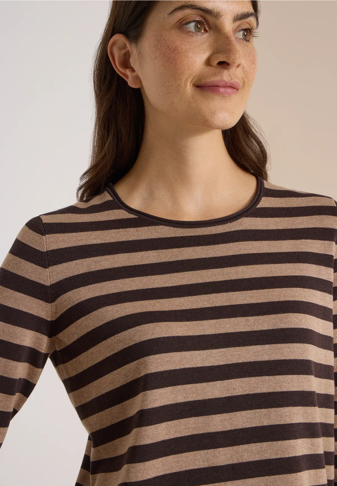 Cecil Trui met Strepen - Truffle Brown