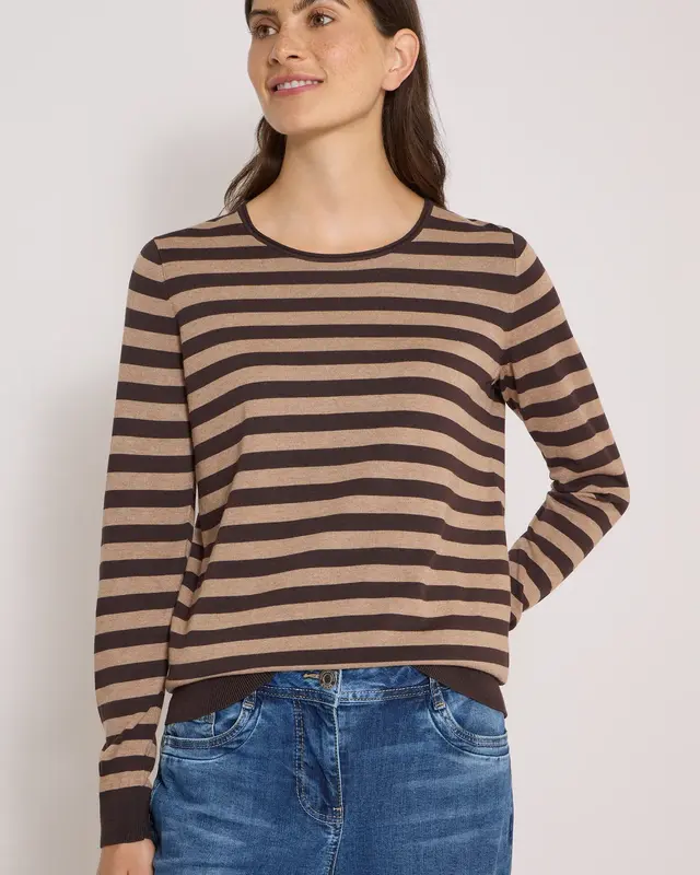 Cecil Trui met Strepen - Truffle Brown