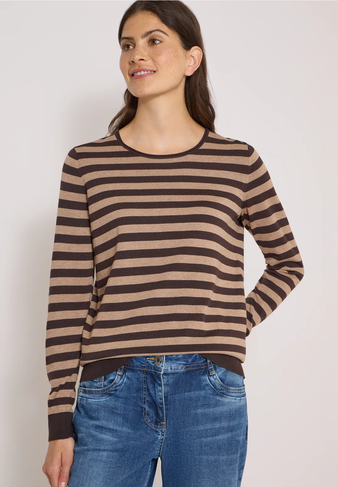 Cecil Trui met Strepen - Truffle Brown