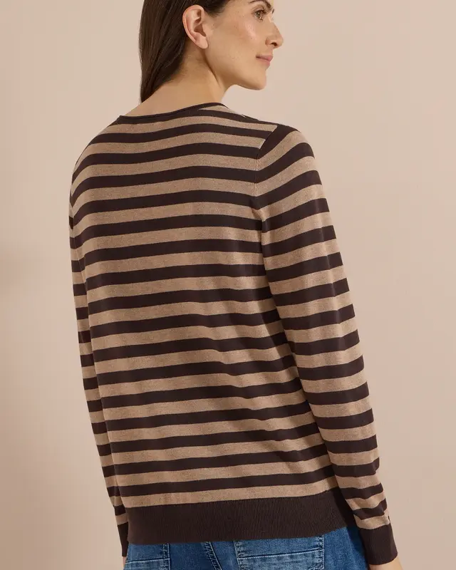 Cecil Pullover mit Streifen - Truffle Brown