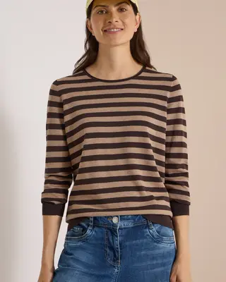 Cecil Trui met Strepen - Truffle Brown