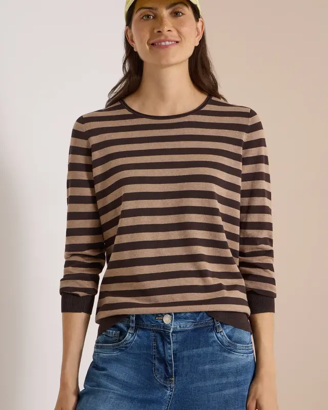 Cecil Trui met Strepen - Truffle Brown