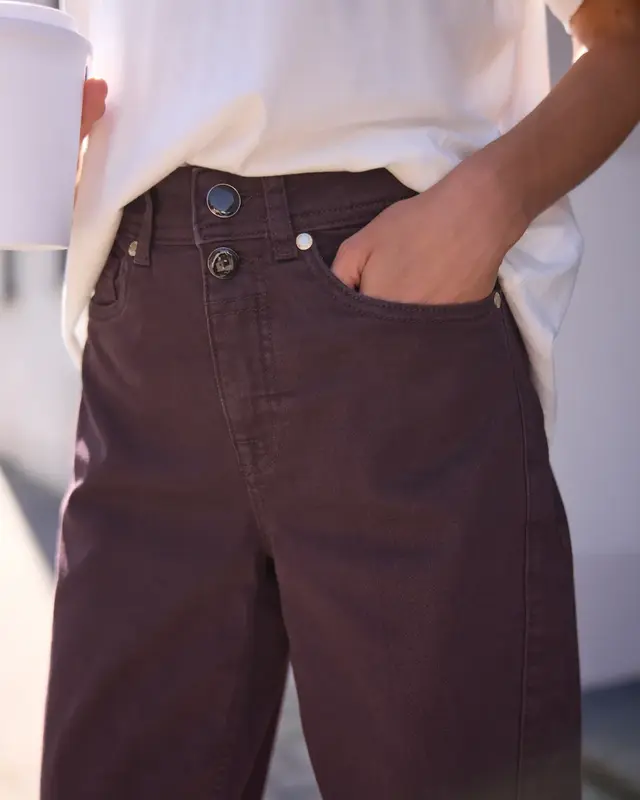 Street One Studio Barrel Jeans Cleo - Burgundi Color Washed