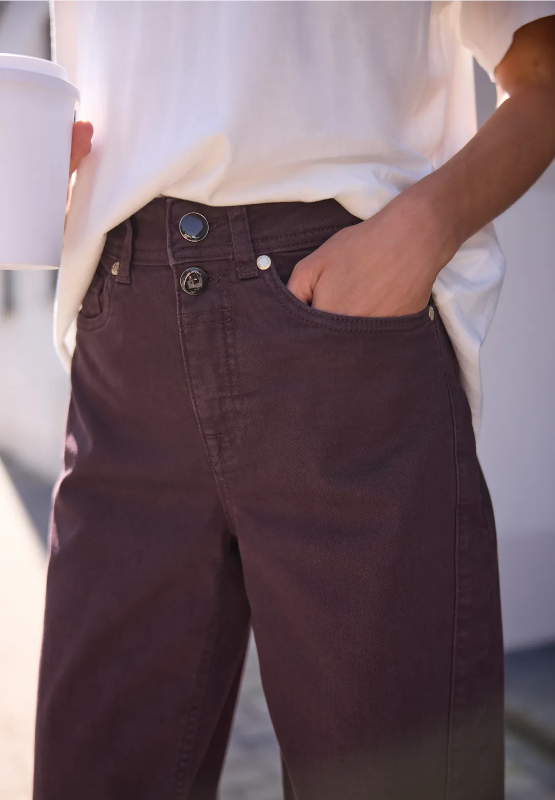 Street One Studio Barrel Jeans Cleo - Burgundi Color Washed
