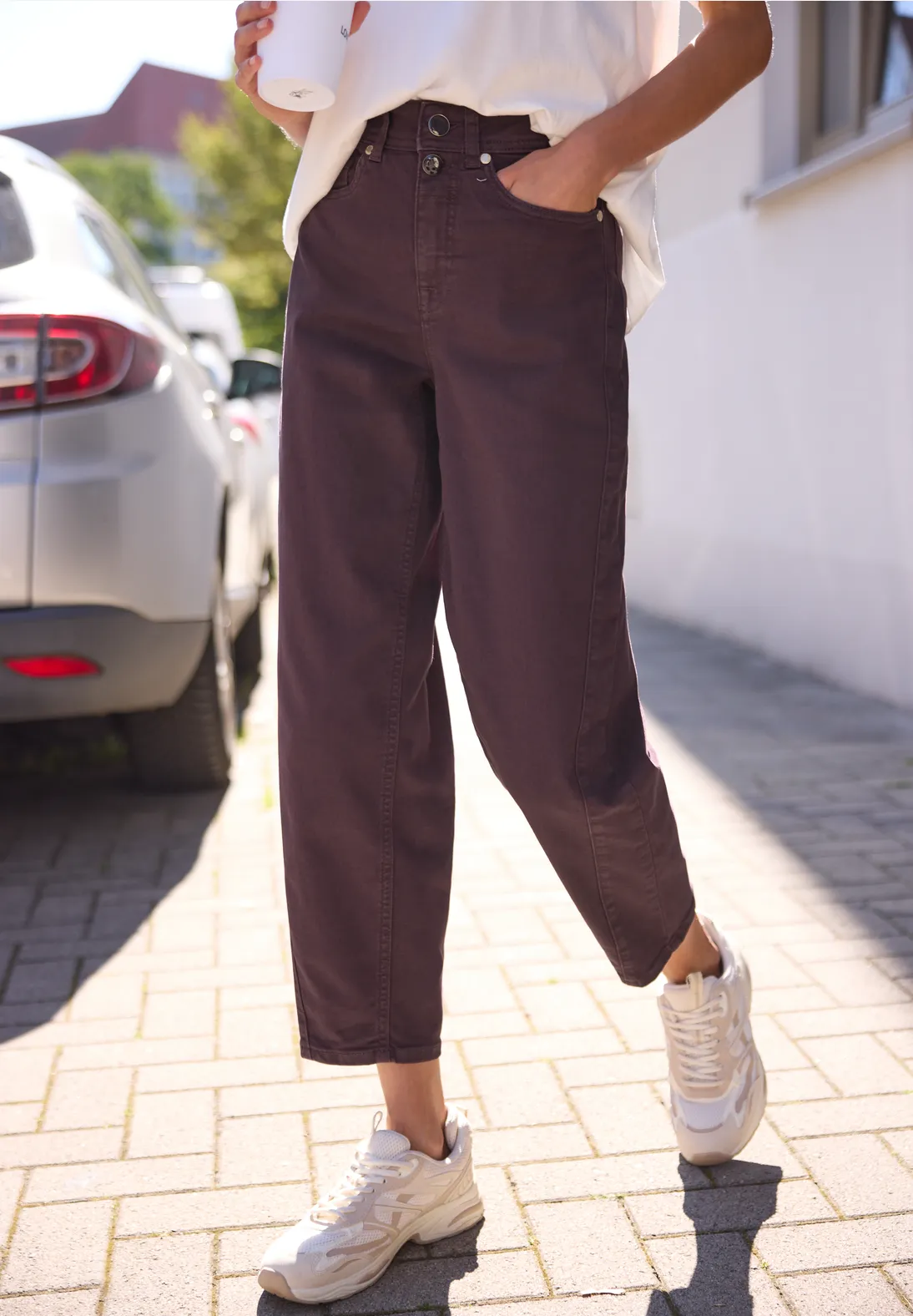 Street One Studio Barrel Jeans Cleo - Burgundi Color Washed