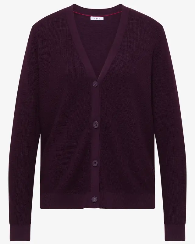 Cecil Structured Cardigan - Eggplant Red