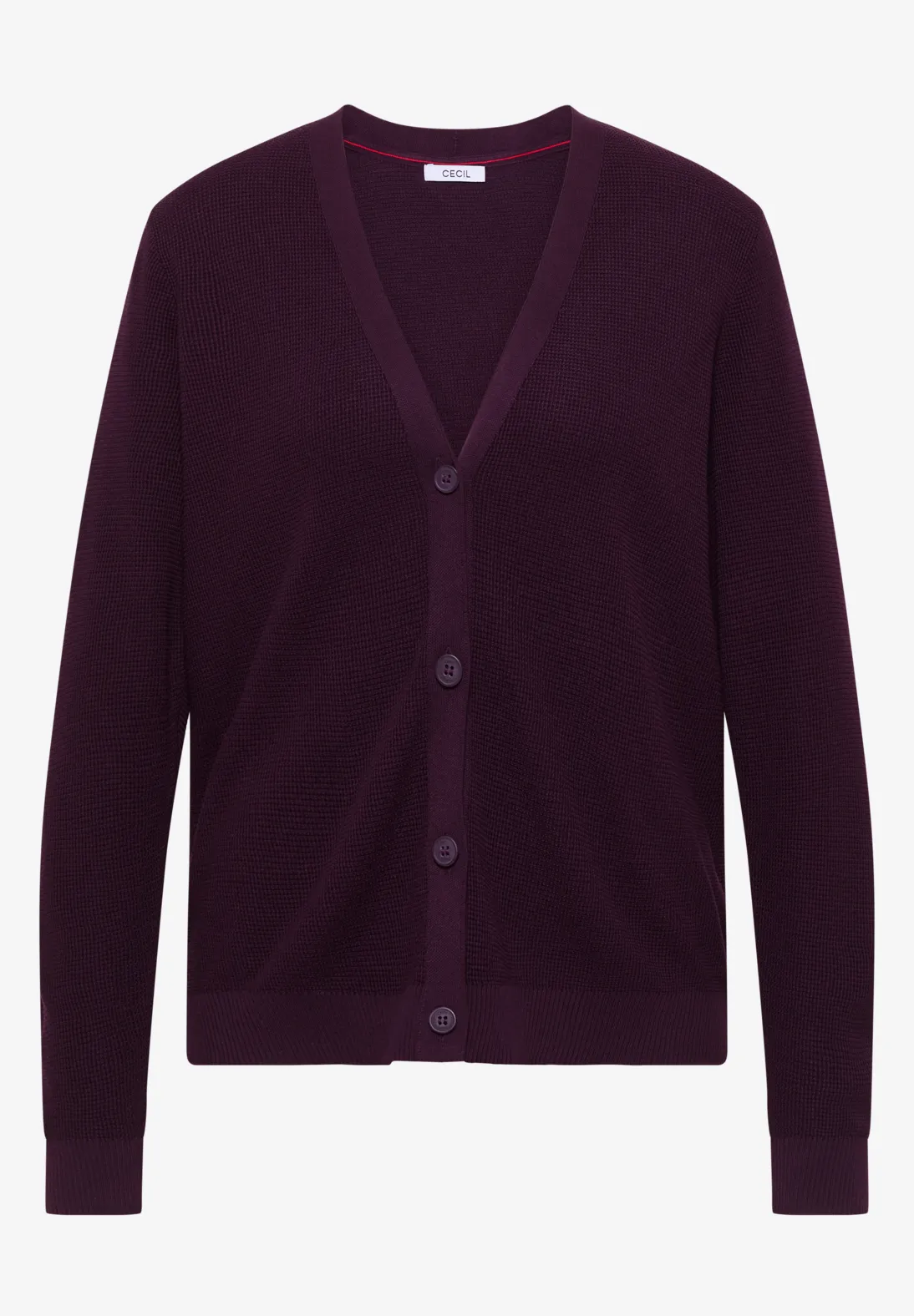Cecil Structured Cardigan - Eggplant Red