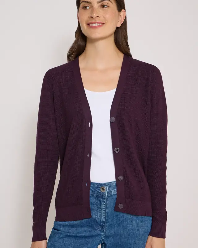 Cecil Structured Cardigan - Eggplant Red