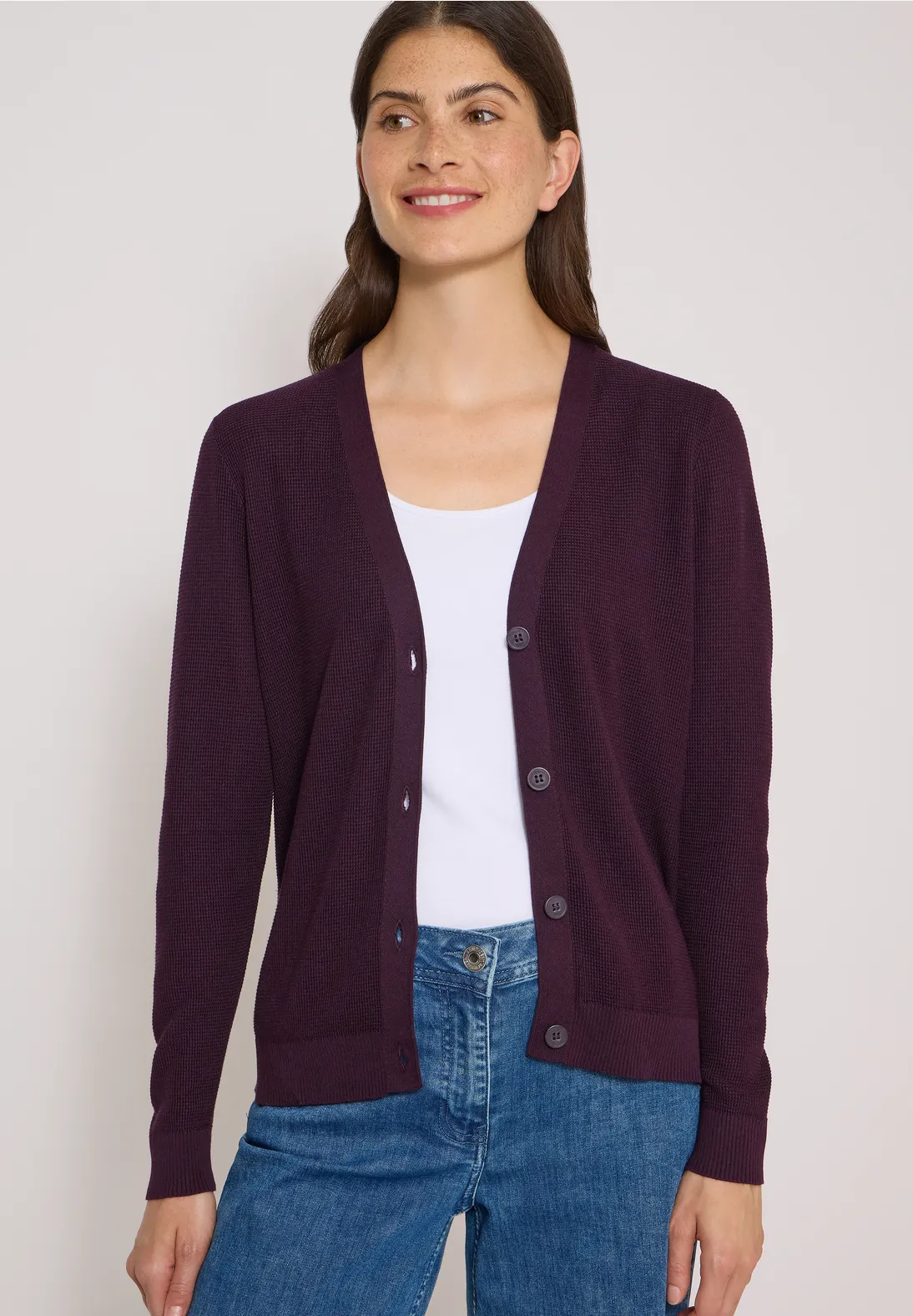 Cecil Vest met Structuur - Eggplant Red