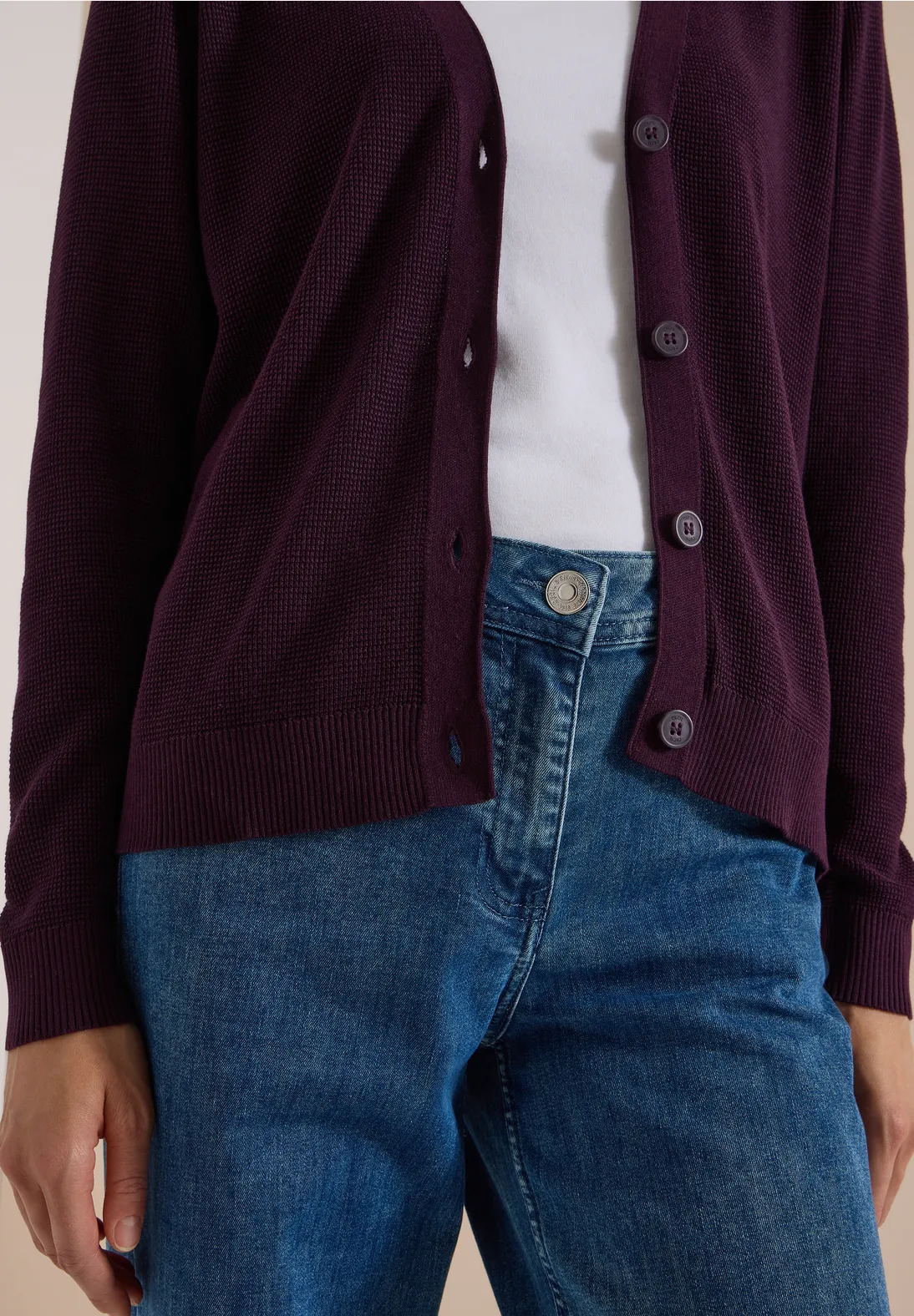 Cecil Structured Cardigan - Eggplant Red