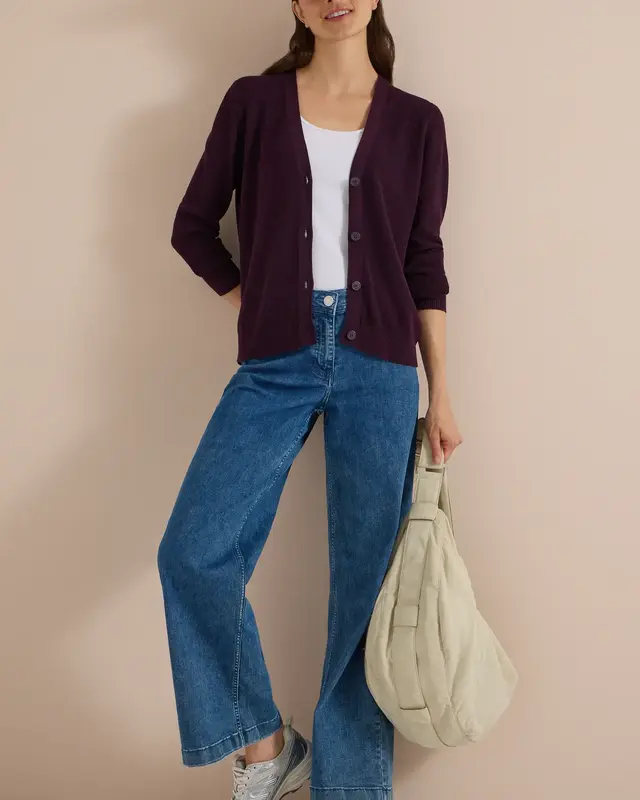 Cecil Cardigan mit Struktur - Eggplant Red