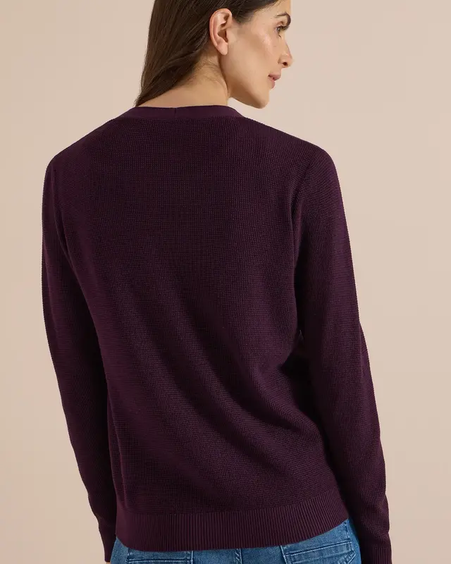 Cecil Cardigan mit Struktur - Eggplant Red