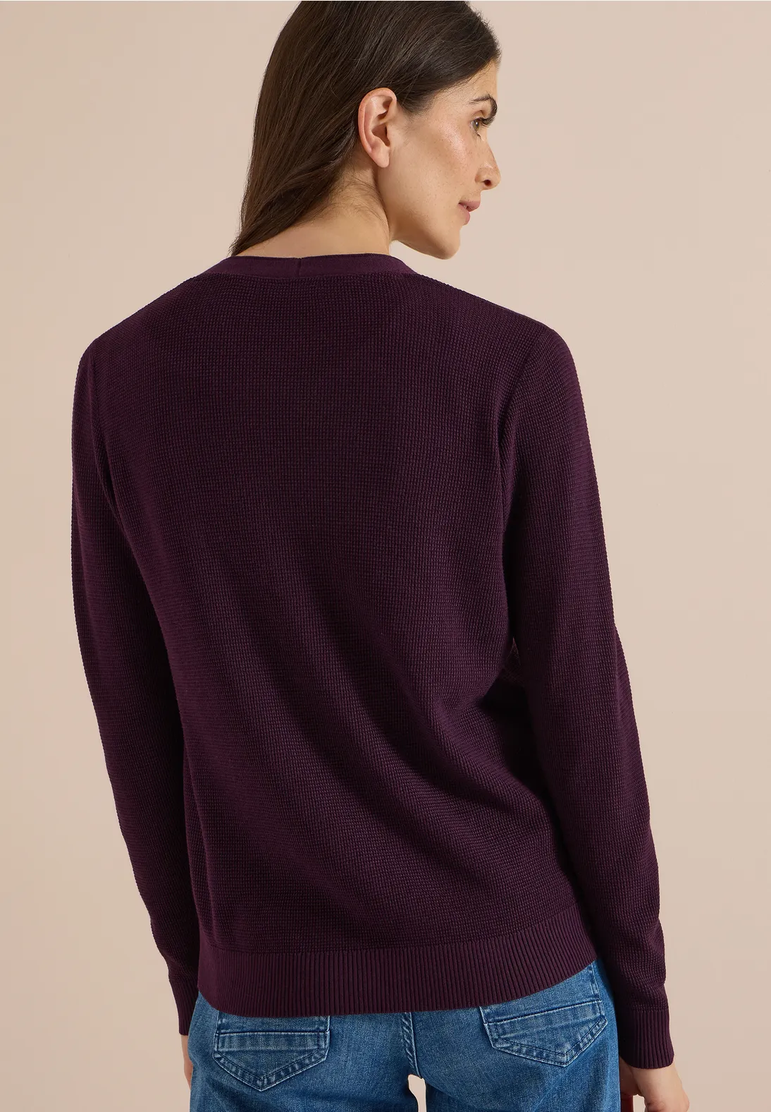 Cecil Structured Cardigan - Eggplant Red