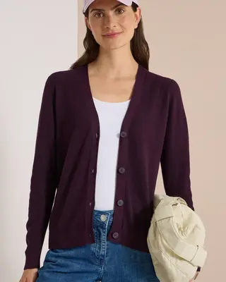 Cecil Cardigan mit Struktur - Eggplant Red