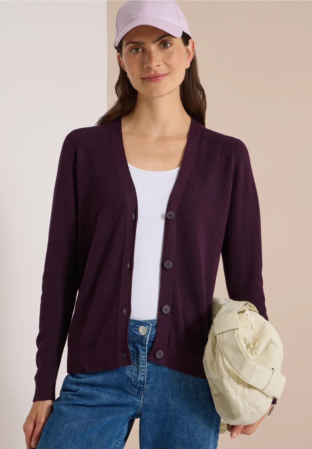 Cecil Cardigan mit Struktur - Eggplant Red