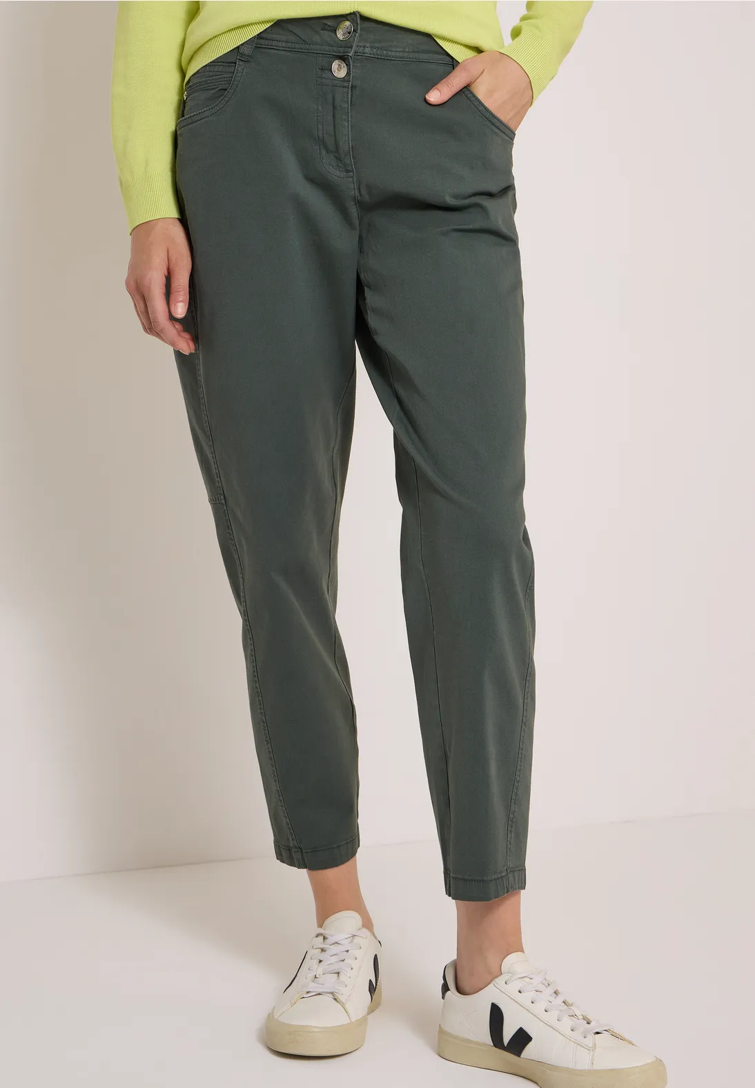 Cecil Casual Fit Barrel Hose Scarlett - Faded Olive