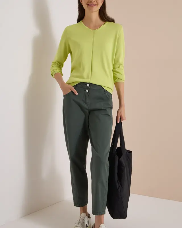 Cecil Casual Fit Barrel Pants Scarlett - Faded Olive