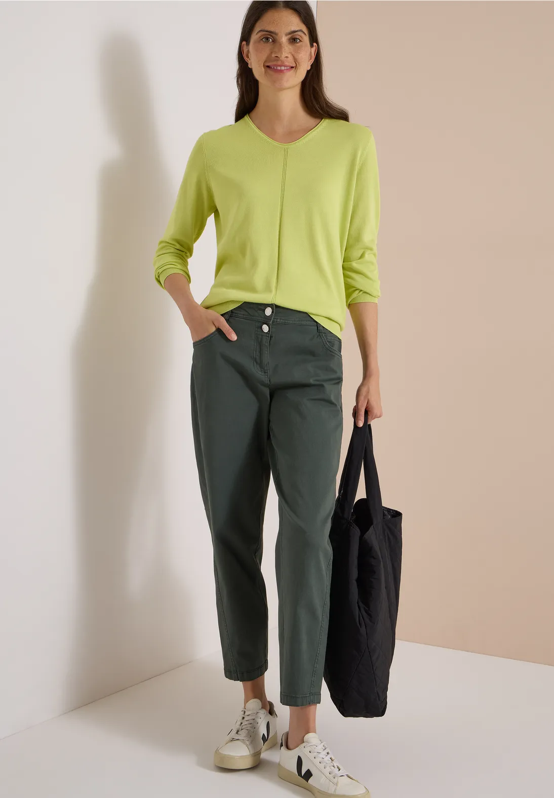 Cecil Casual Fit Barrel Broek Scarlett - Faded Olive