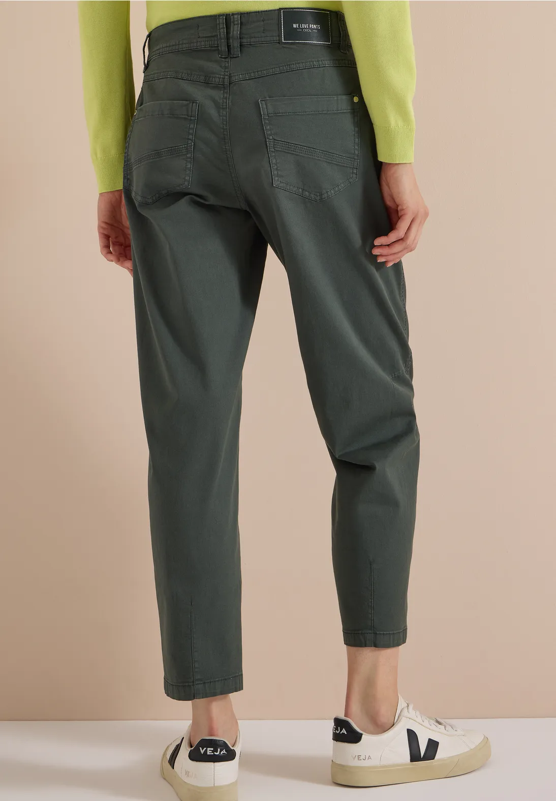 Cecil Casual Fit Barrel Broek Scarlett - Faded Olive