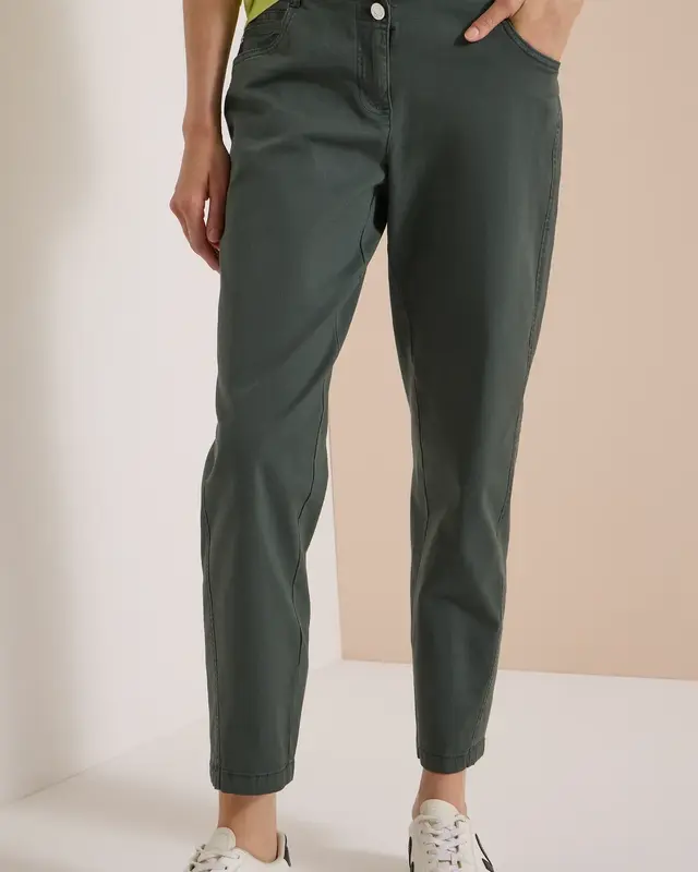 Cecil Casual Fit Barrel Broek Scarlett - Faded Olive