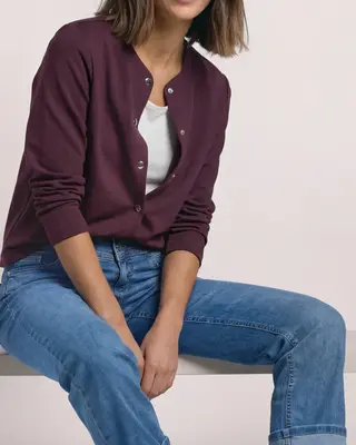 Street One Jacket with Decorative Buttons - Rustic Rouge