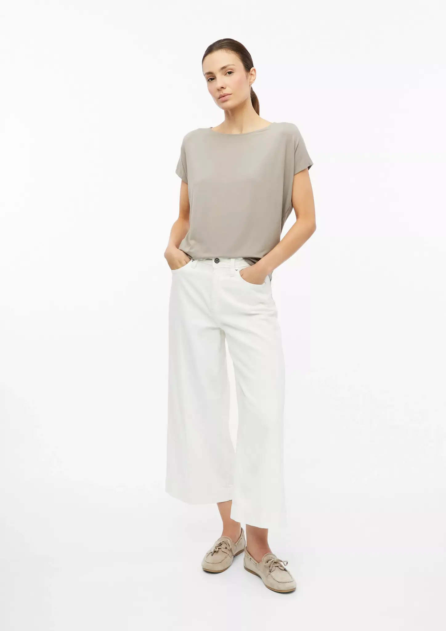 S. Oliver Soepel Vallend Jersey Shirt - Beige