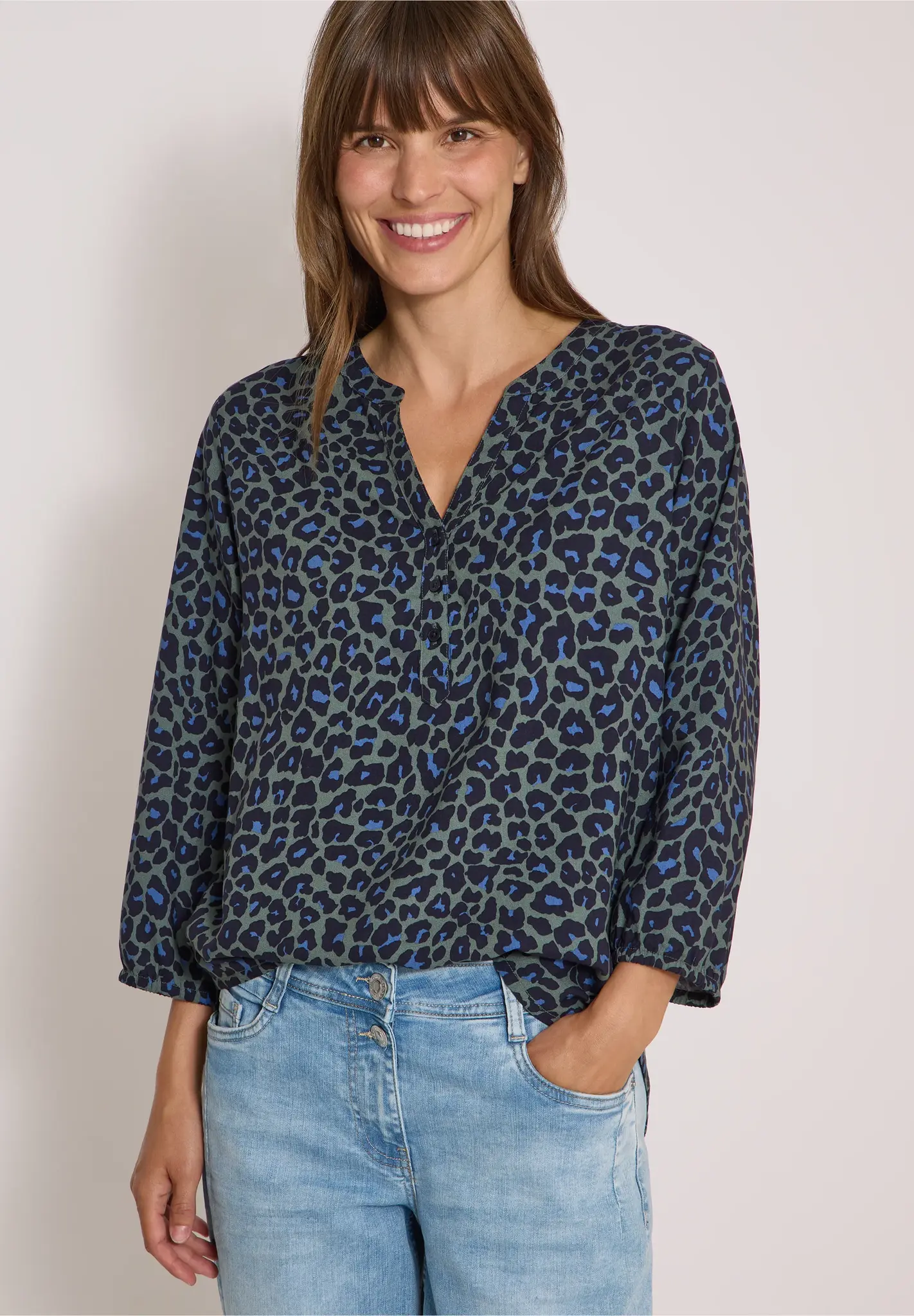 Cecil 3/4-Sleeve Tunic - Dried Olive Green