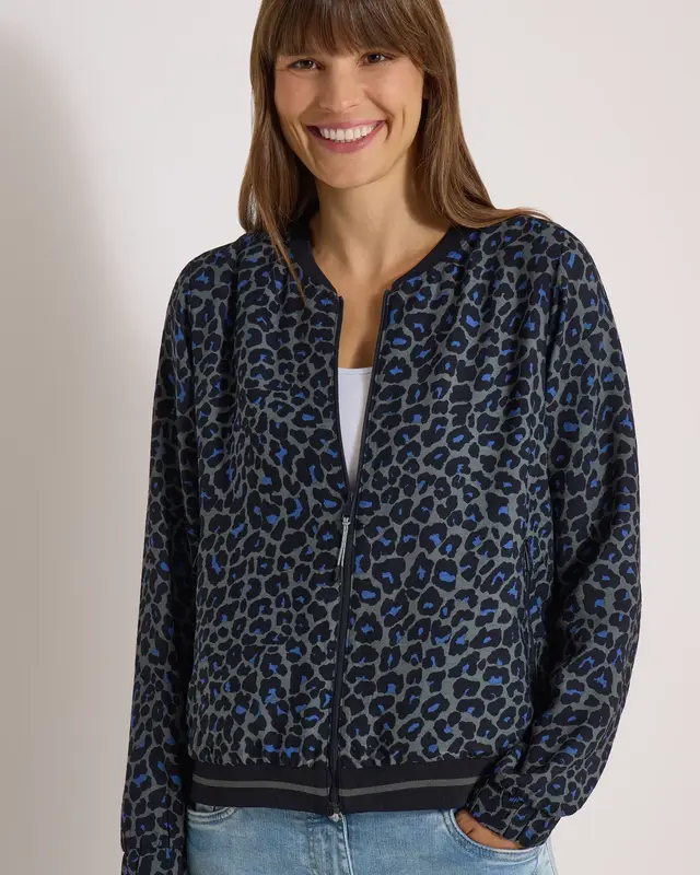 Cecil Blouson Leopard Print - Dried Olive Green