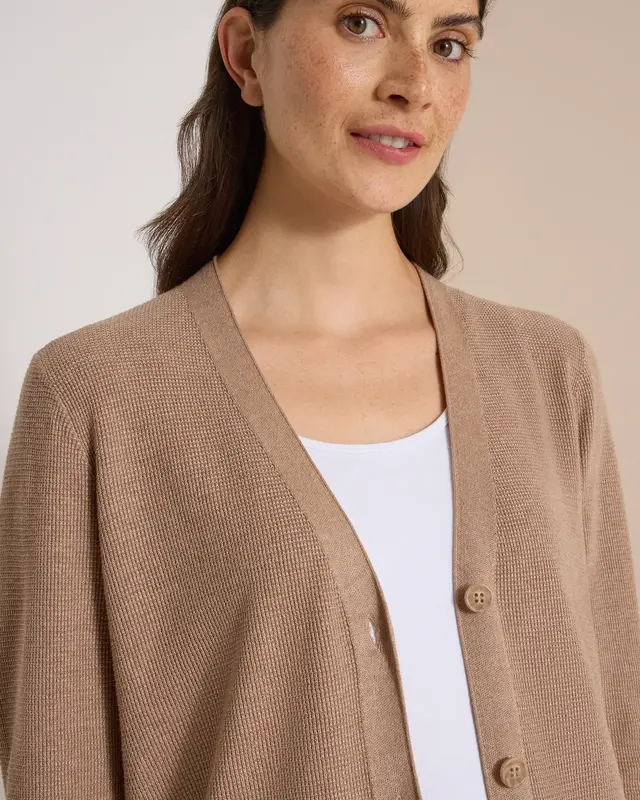 Cecil Structured Cardigan - Creamy Mocha Melange