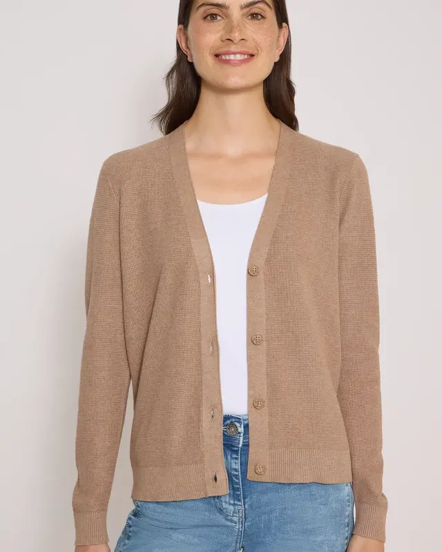 Cecil Cardigan mit Struktur - Creamy Mocha Melange
