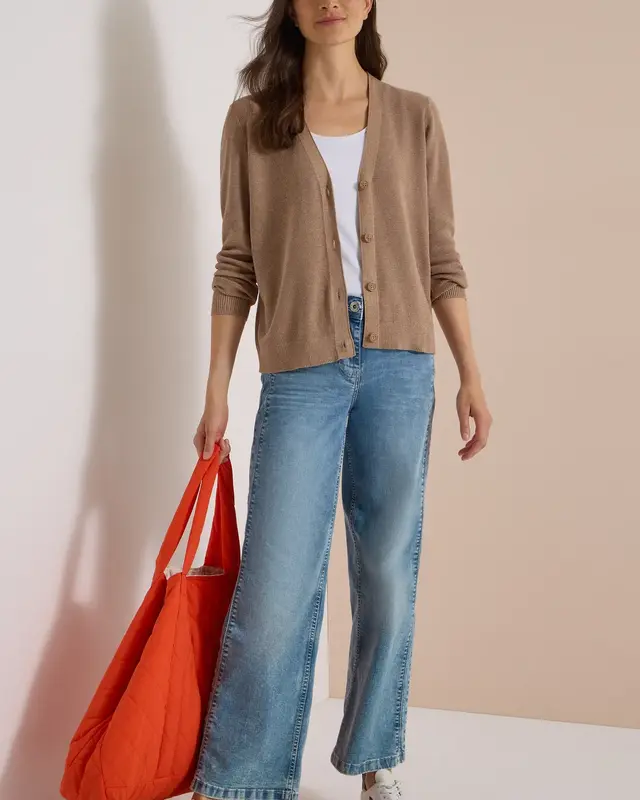 Cecil Cardigan mit Struktur - Creamy Mocha Melange
