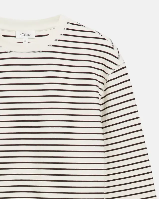 S. Oliver Scuba Sweatshirt, Streifen - Dark Brown