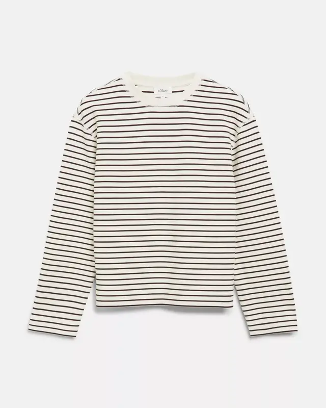 S. Oliver Scuba Sweatshirt, Streifen - Dark Brown