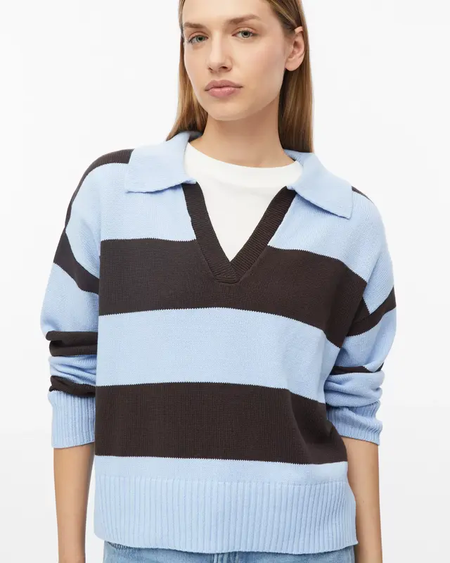S. Oliver Gebreide Trui met Polokraag - Light Blue