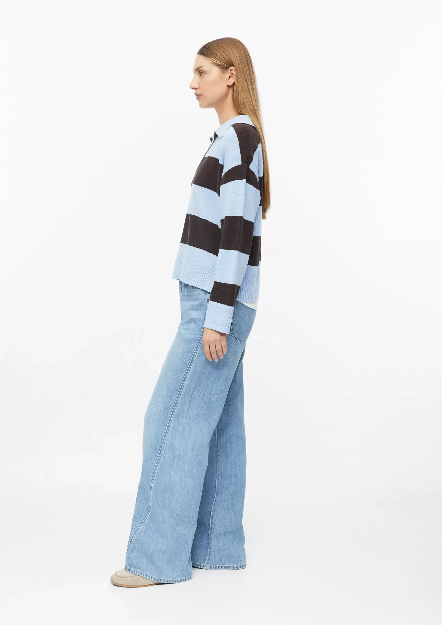 S. Oliver Gebreide Trui met Polokraag - Light Blue