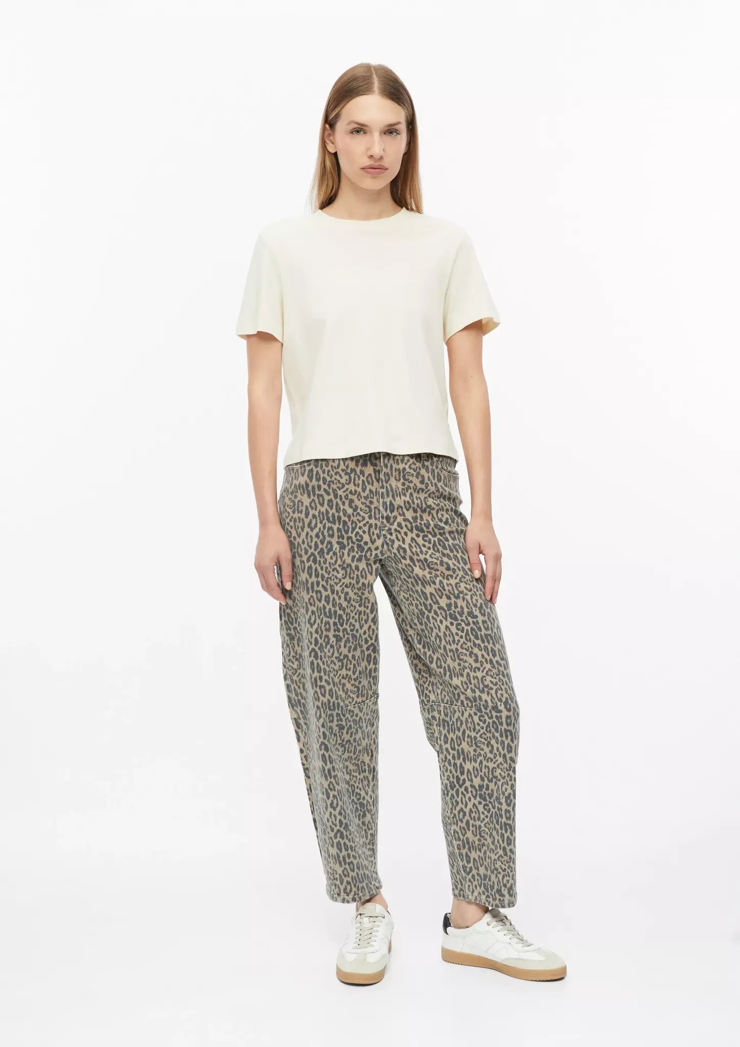 S. Oliver Barrel Jeans Leo Print - Sand