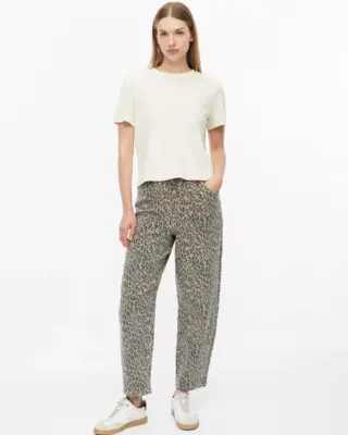 S. Oliver Barrel Jeans Leo Print - Sand