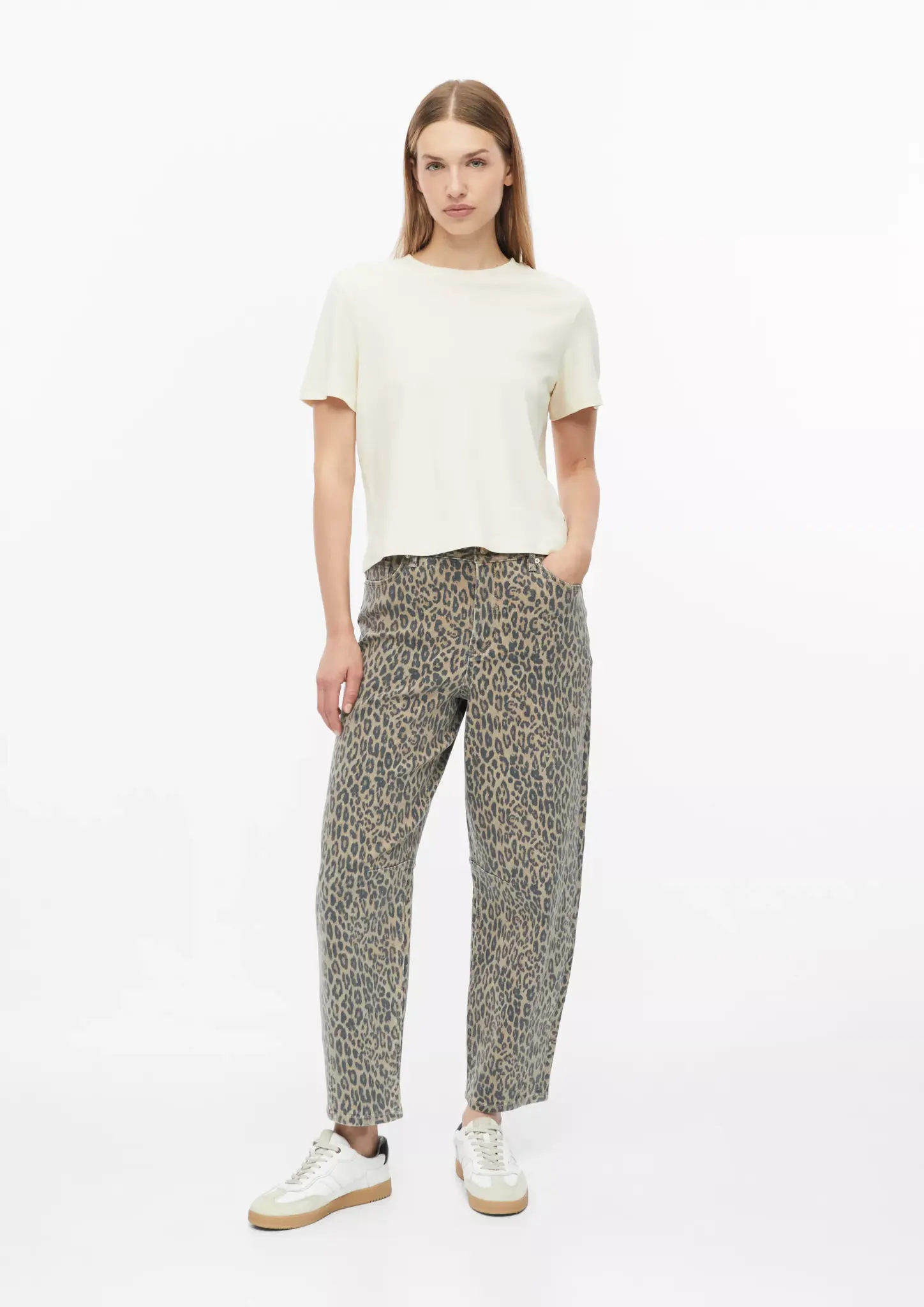 S. Oliver Barrel Jeans Leo Print - Sand