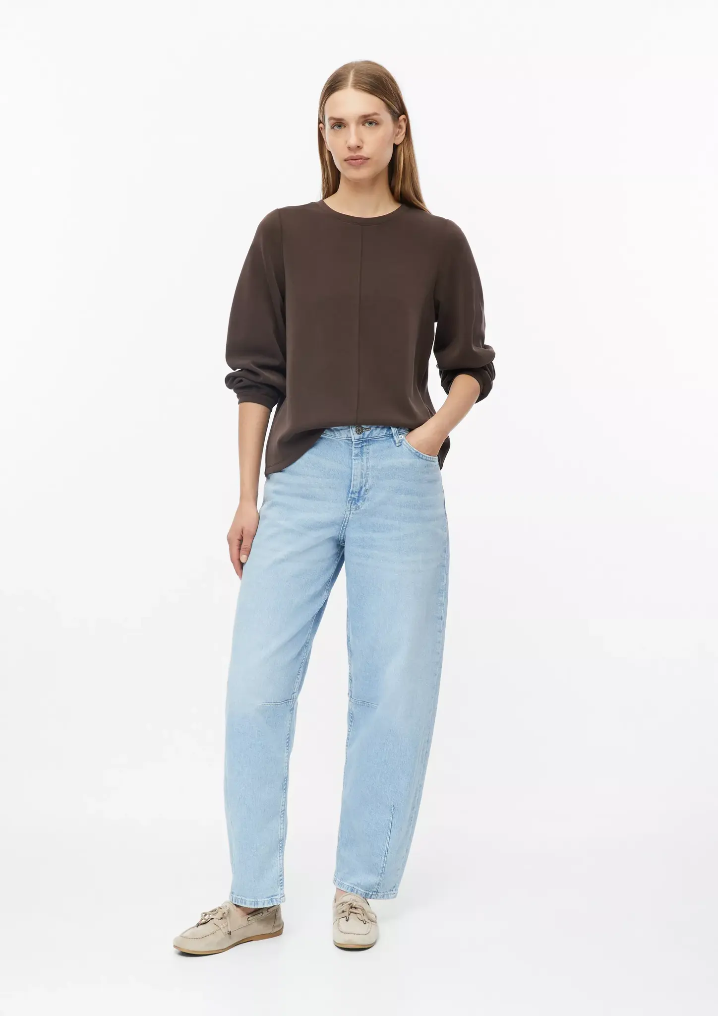 S. Oliver Scuba Sweatshirt Ballonmouw - Brown