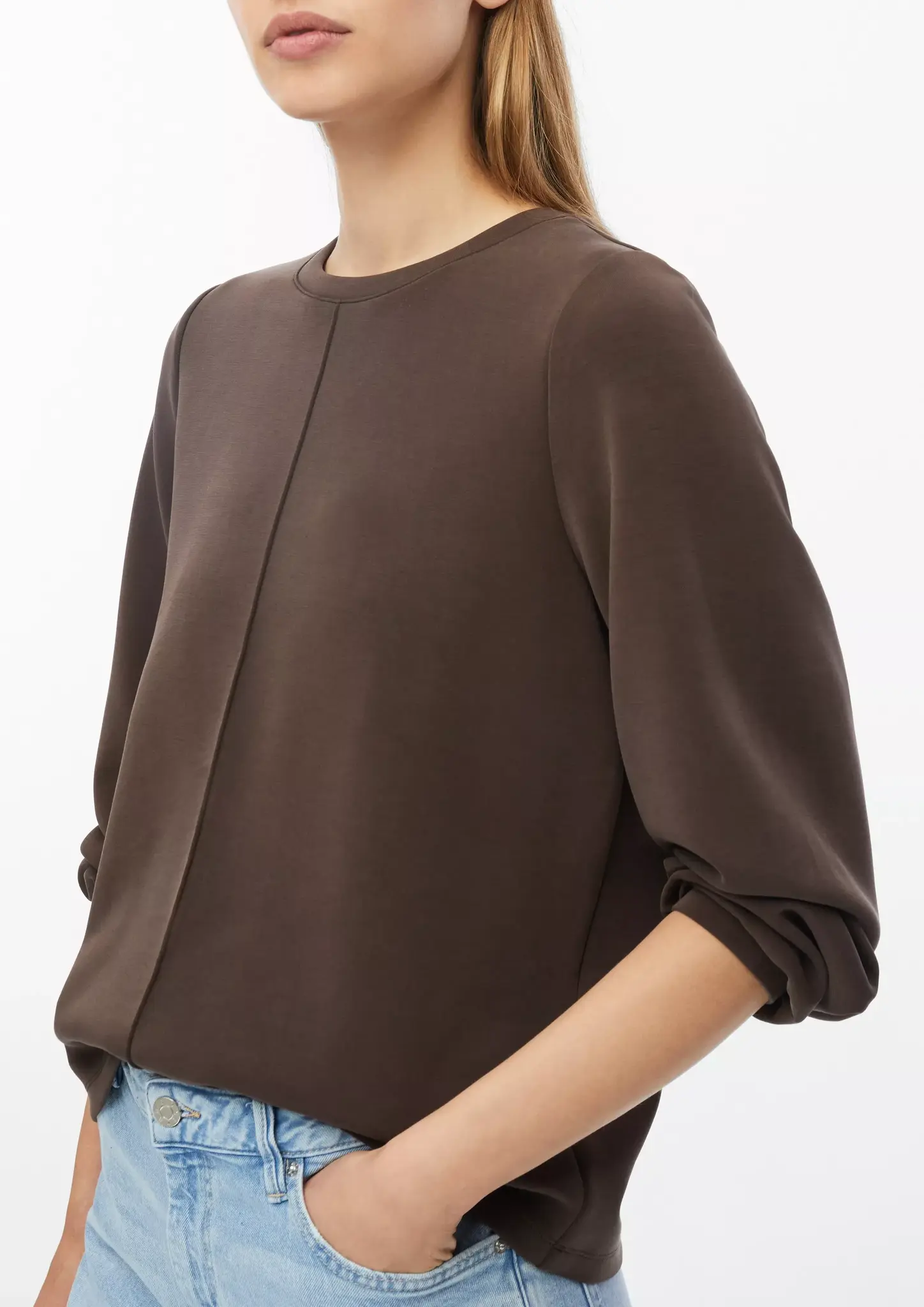 S. Oliver Scuba Sweatshirt Ballonmouw - Brown