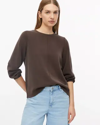 S. Oliver Scuba Sweatshirt Ballonmouw - Brown