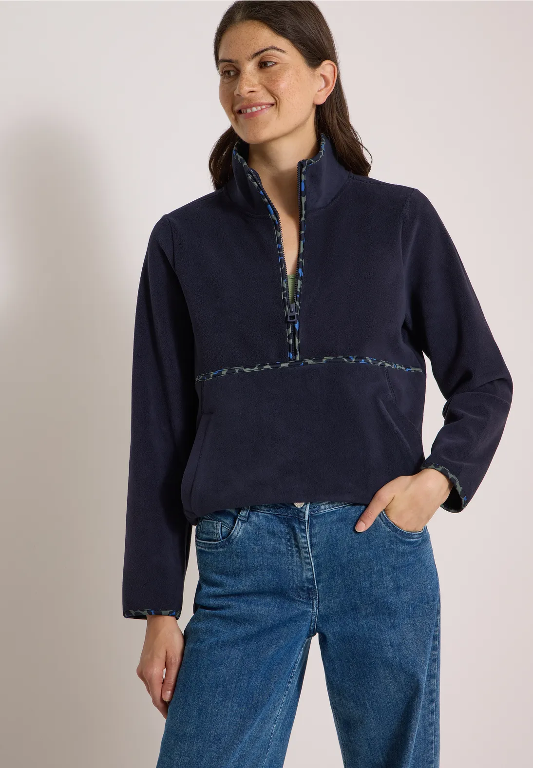 Cecil Fleece Sweatshirt mit Leo-Details – Urban Dark Blue