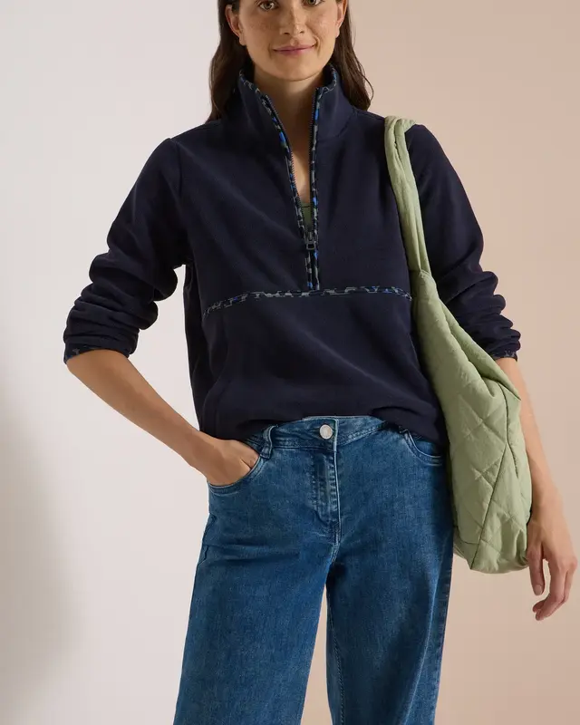 Cecil Fleece Trui Luipaarddetail - Urban Dark Blue