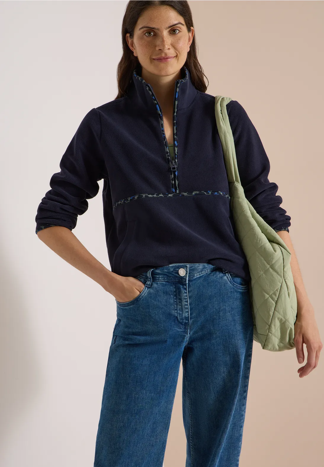 Cecil Fleece Sweatshirt with Leo-Details – Urban Dark Blue